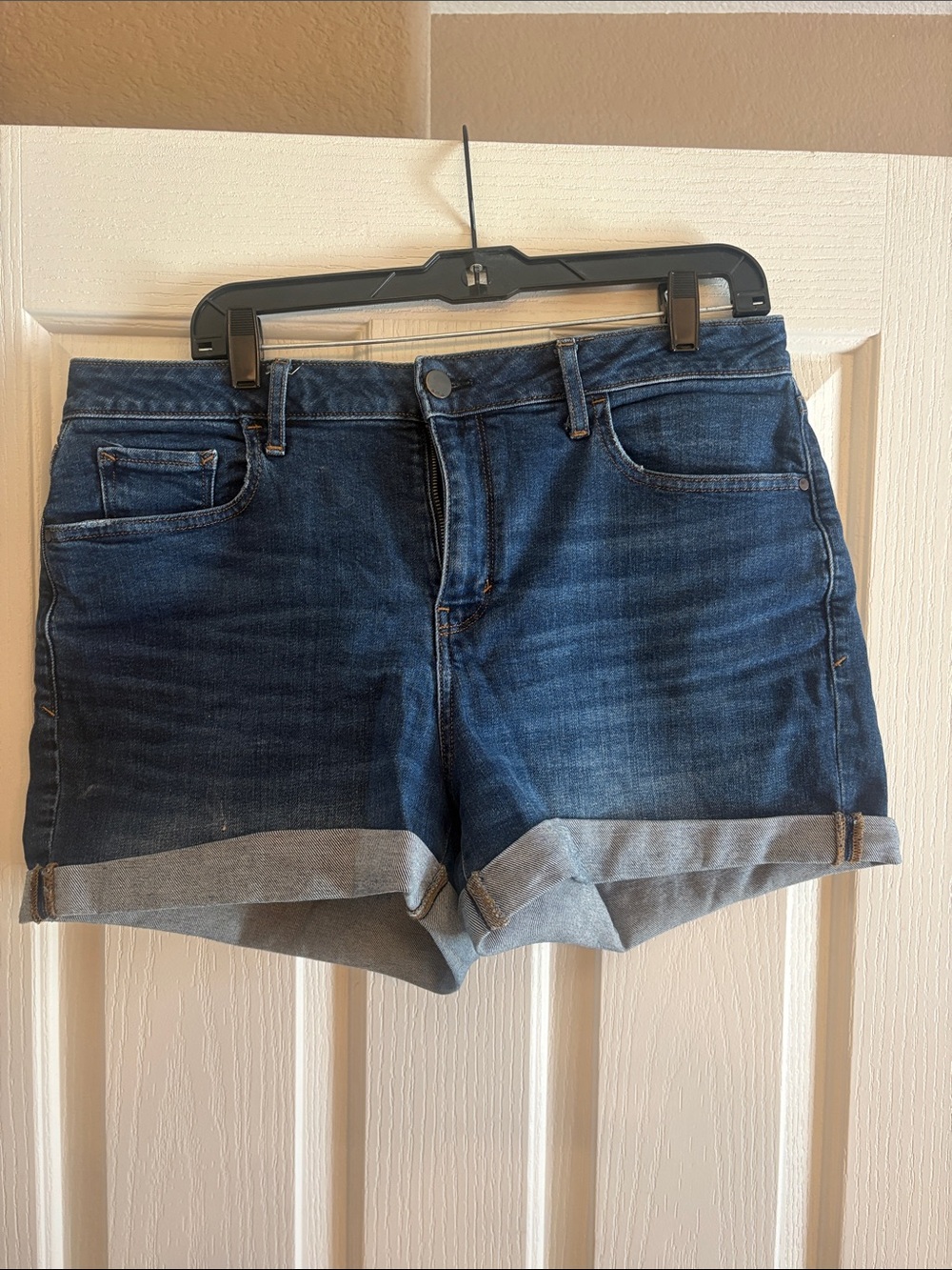 a.n.a Dark Blue Denim Rolled Hem Shorts